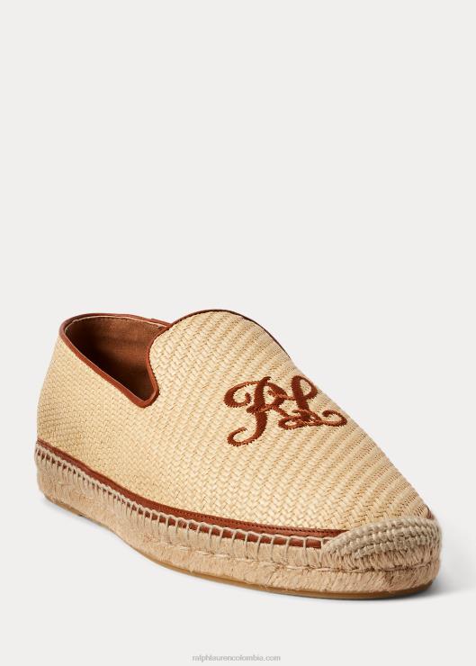alpargata mocasín de lona bordada hombres natural Ralph Lauren 2XR2V2176