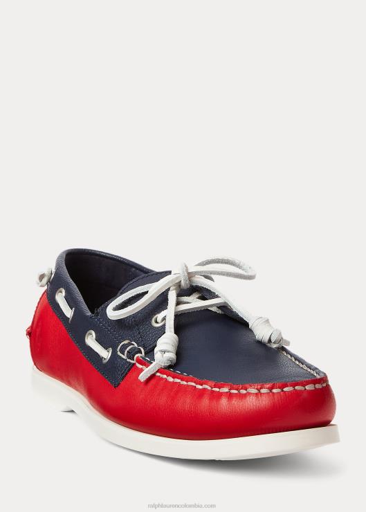 náutico merton de piel bicolor hombres azul marino/rojo Ralph Lauren 2XR2V2079