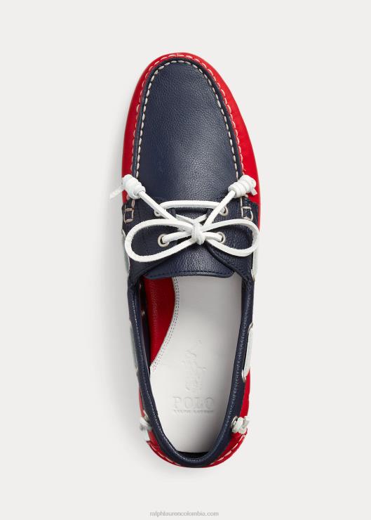náutico merton de piel bicolor hombres azul marino/rojo Ralph Lauren 2XR2V2079