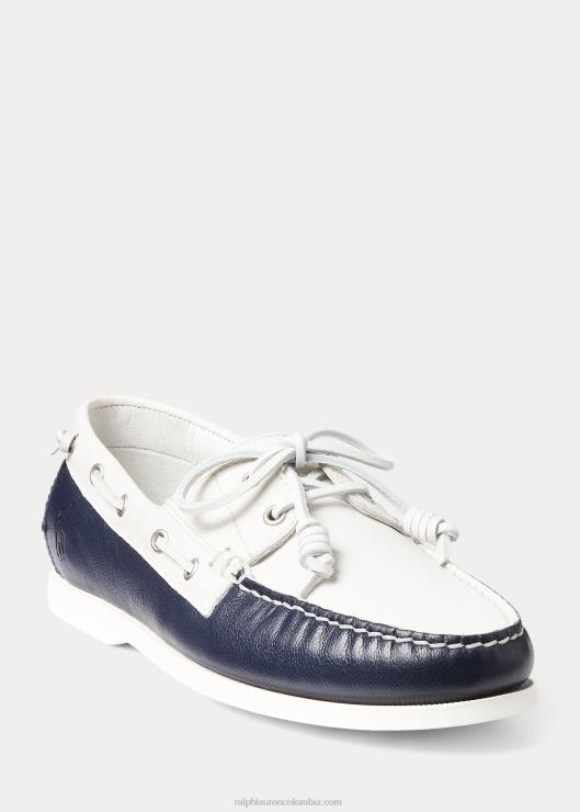 náutico merton de piel bicolor hombres crema pergamino/azul marino Ralph Lauren 2XR2V2080