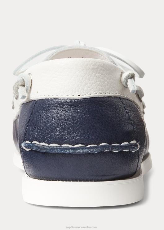 náutico merton de piel bicolor hombres crema pergamino/azul marino Ralph Lauren 2XR2V2080