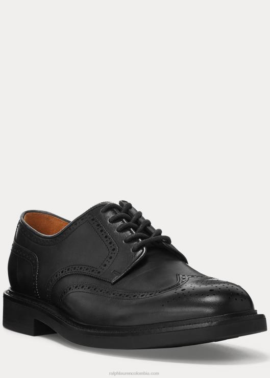 punta de ala de cuero asher hombres negro Ralph Lauren 2XR2V2111