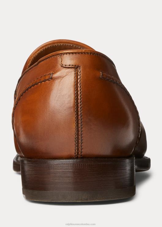mocasines meegan de piel de becerro hombres broncearse Ralph Lauren 2XR2V2157