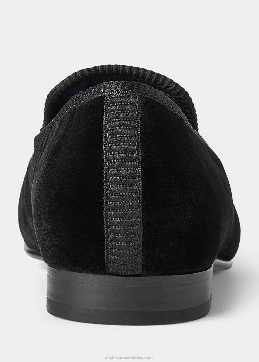 pantuflas de terciopelo con escudo paxton hombres negro Ralph Lauren 2XR2V2104