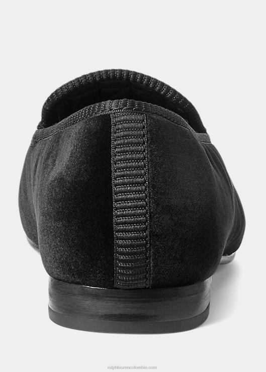 pantuflas de terciopelo con escudo paxton hombres negro Ralph Lauren 2XR2V2104