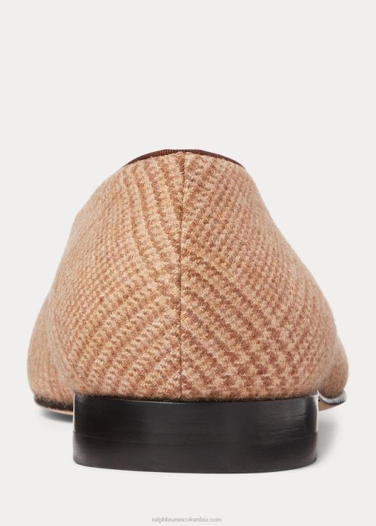 pantuflas de tweed a cuadros glen alonzo hombres camello/marrón Ralph Lauren 2XR2V8746