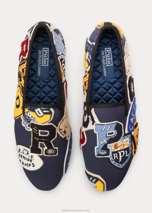 slippers paxton de lona con parche del logo hombres azul marino multi Ralph Lauren 2XR2V2107