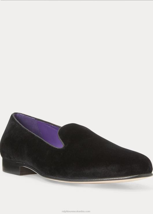 zapatilla de terciopelo alonzo hombres negro Ralph Lauren 2XR2V8743