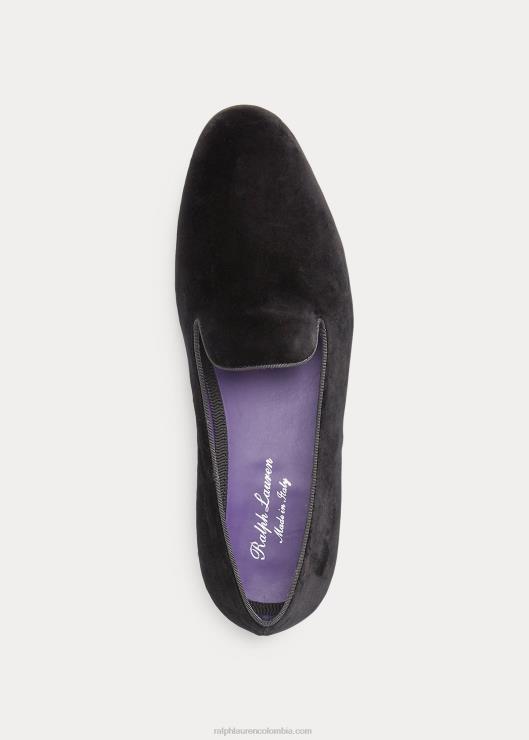 zapatilla de terciopelo alonzo hombres negro Ralph Lauren 2XR2V8743