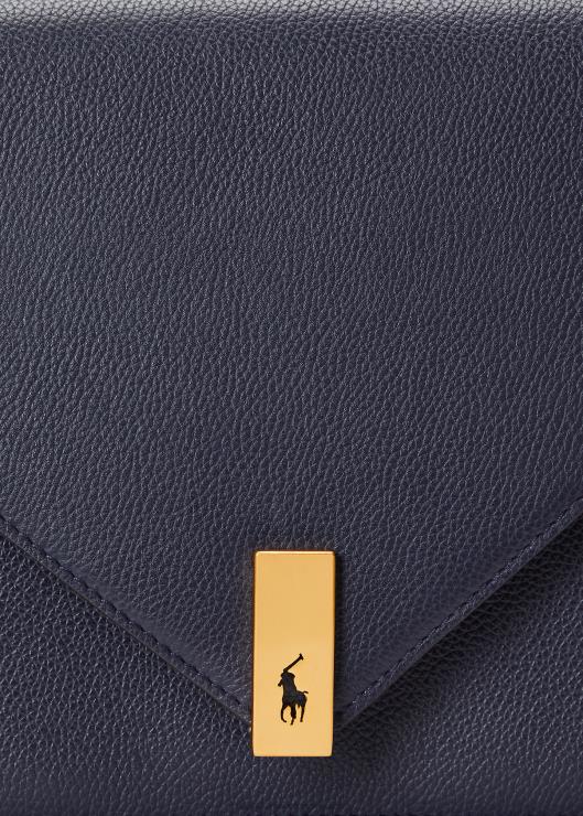 bolsa polo id de cuero con cadena mujer azul marino medianoche Ralph Lauren 2XR2V5169