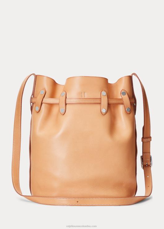 bolso bombonera Bellport grande con tachuelas y vachetta mujer natural Ralph Lauren 2XR2V5203
