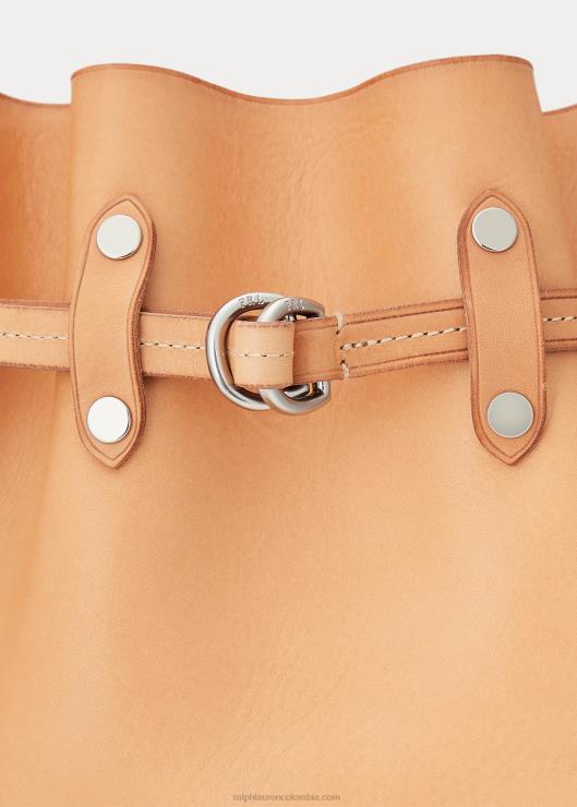 bolso bombonera Bellport grande con tachuelas y vachetta mujer natural Ralph Lauren 2XR2V5203