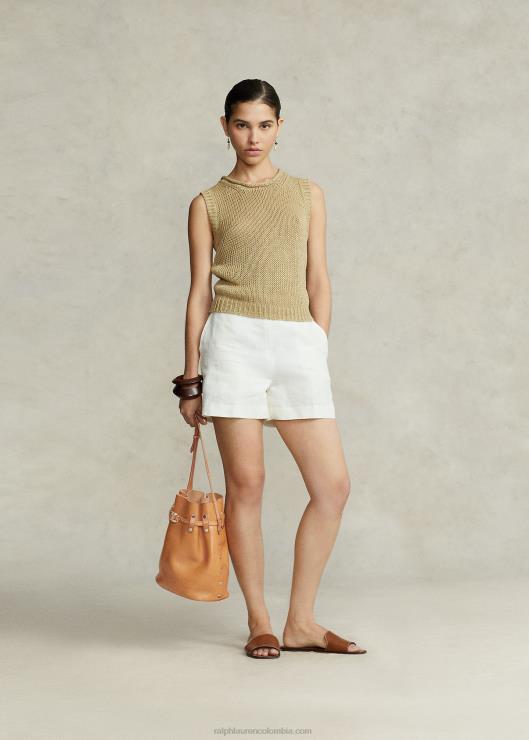 bolso bombonera Bellport grande con tachuelas y vachetta mujer natural Ralph Lauren 2XR2V5203