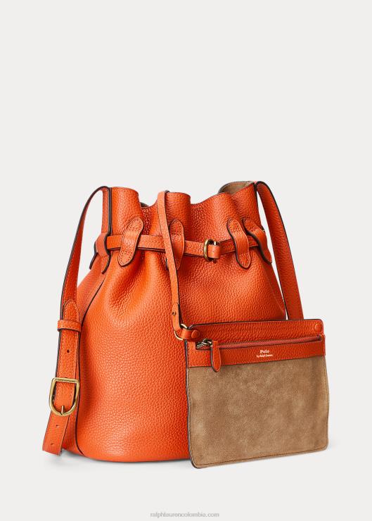 bolso bombonera mediano Bellport de piel mujer puesta de sol naranja Ralph Lauren 2XR2V5202