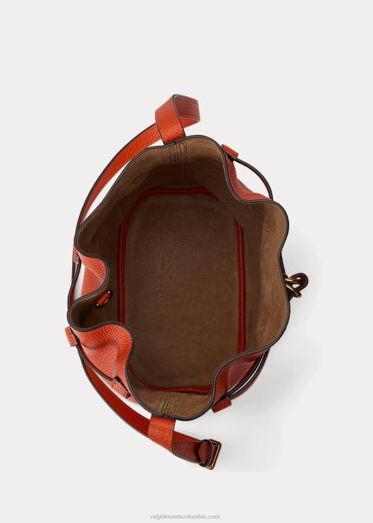 bolso bombonera mediano Bellport de piel mujer puesta de sol naranja Ralph Lauren 2XR2V5202