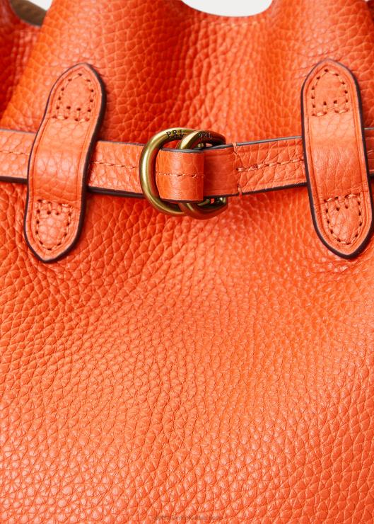 bolso bombonera mediano Bellport de piel mujer puesta de sol naranja Ralph Lauren 2XR2V5202