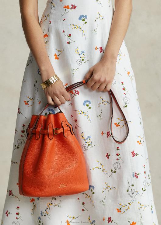 bolso bombonera mediano Bellport de piel mujer puesta de sol naranja Ralph Lauren 2XR2V5202