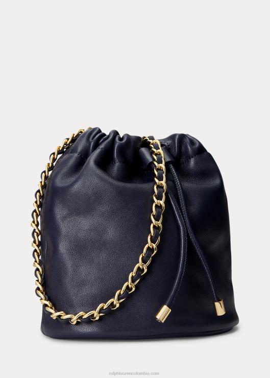 bolso bombonera mediano emmy de napa mujer azul marino refinado Ralph Lauren 2XR2V5374
