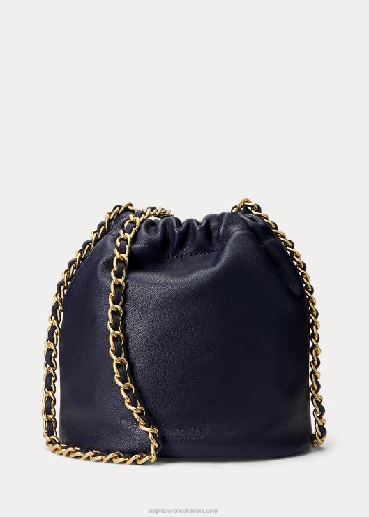 bolso bombonera mediano emmy de napa mujer azul marino refinado Ralph Lauren 2XR2V5374