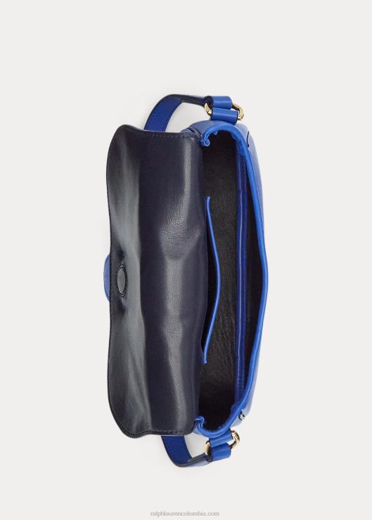 bolsa de hombro Weington de piel de becerro mujer azul medio Ralph Lauren 2XR2V5277