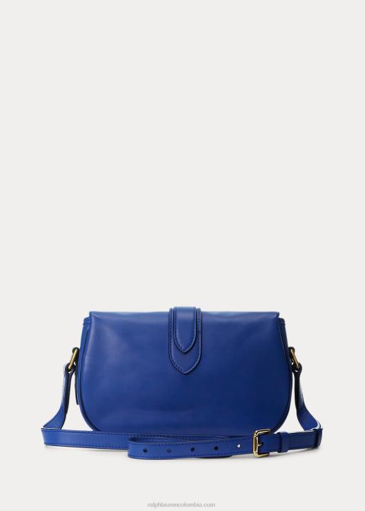 bolsa de hombro Weington de piel de becerro mujer azul medio Ralph Lauren 2XR2V5277