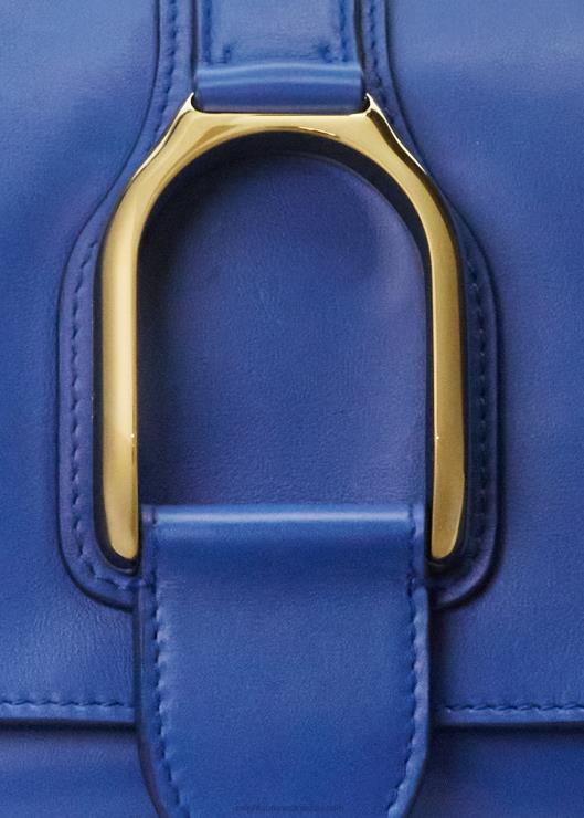 bolsa de hombro Weington de piel de becerro mujer azul medio Ralph Lauren 2XR2V5277