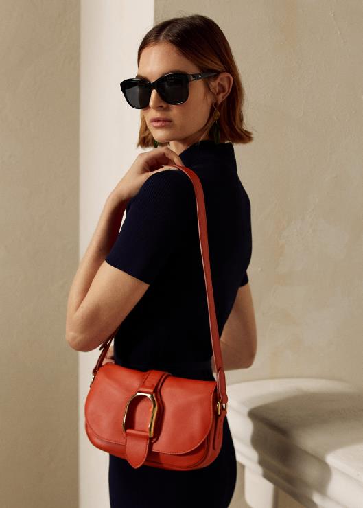 bolsa de hombro Weington de piel de becerro mujer clementina Ralph Lauren 2XR2V5276