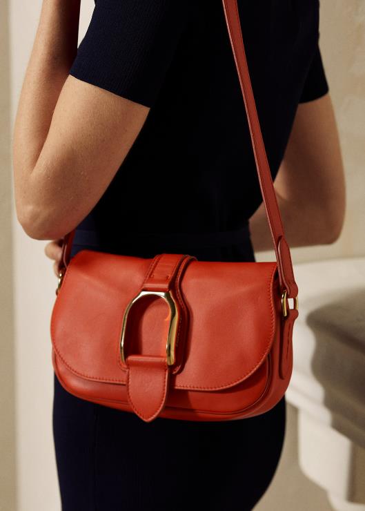 bolsa de hombro Weington de piel de becerro mujer clementina Ralph Lauren 2XR2V5276
