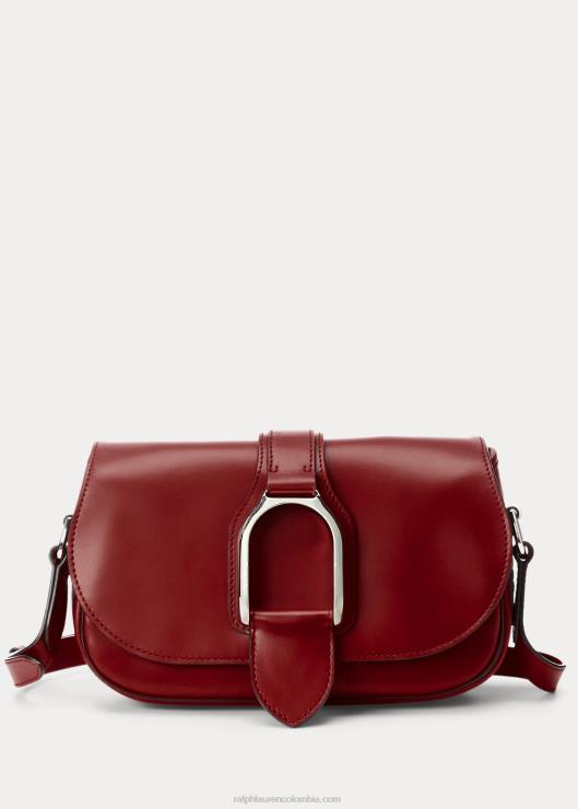 bolsa de hombro Weington de piel de becerro mujer color rojo oscuro Ralph Lauren 2XR2V5278