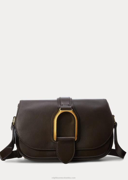 bolsa de hombro Weington de piel de becerro mujer marron oscuro Ralph Lauren 2XR2V5279