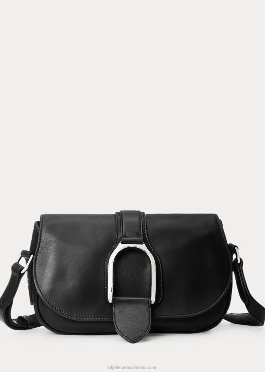 bolsa de hombro Weington de piel de becerro mujer negro Ralph Lauren 2XR2V5286