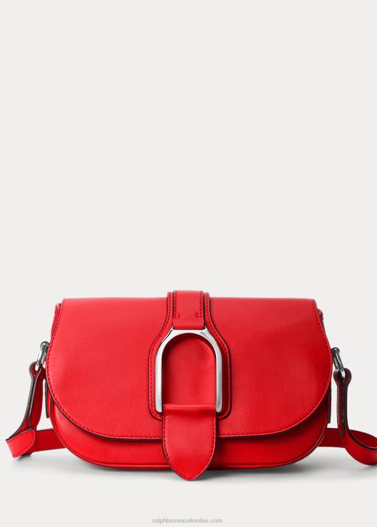 bolsa de hombro Weington de piel de becerro mujer rojo amapola Ralph Lauren 2XR2V5275