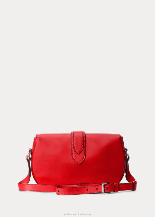 bolsa de hombro Weington de piel de becerro mujer rojo amapola Ralph Lauren 2XR2V5275