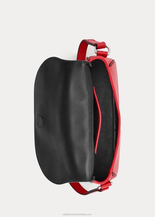 bolsa de hombro Weington de piel de becerro mujer rojo amapola Ralph Lauren 2XR2V5275