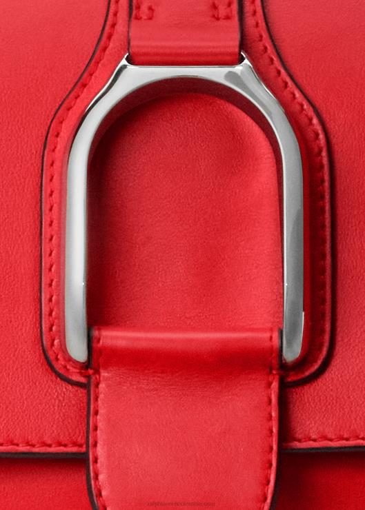 bolsa de hombro Weington de piel de becerro mujer rojo amapola Ralph Lauren 2XR2V5275