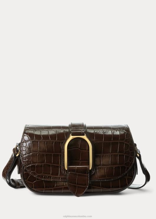 bolsa de hombro con motivo de piel de aligátor mujer marron oscuro Ralph Lauren 2XR2V5282