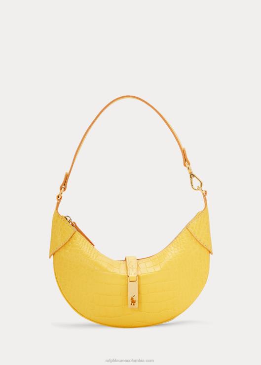bolsa de hombro mini con logo en relieve mujer mostaza Ralph Lauren 2XR2V5137