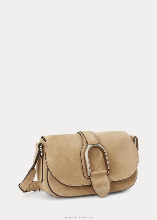bolso de hombro Weington de ante de becerro mujer miel pálida Ralph Lauren 2XR2V5272