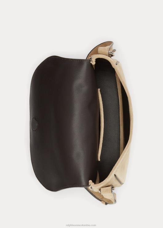 bolso de hombro Weington de ante de becerro mujer miel pálida Ralph Lauren 2XR2V5272