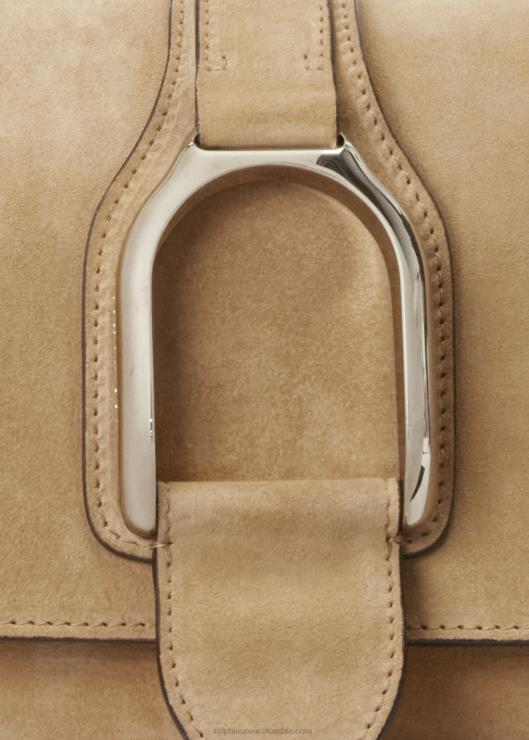 bolso de hombro Weington de ante de becerro mujer miel pálida Ralph Lauren 2XR2V5272