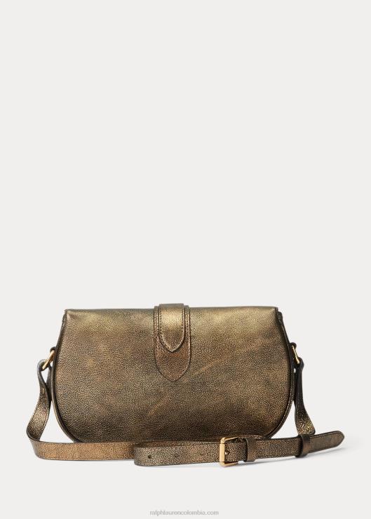 bolso de hombro Weington de piel de becerro metalizada mujer bronce Ralph Lauren 2XR2V5271