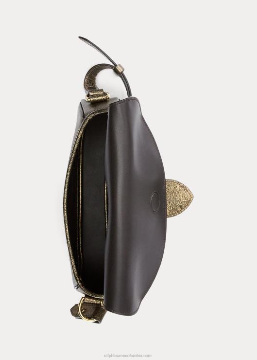 bolso de hombro Weington de piel de becerro metalizada mujer bronce Ralph Lauren 2XR2V5271