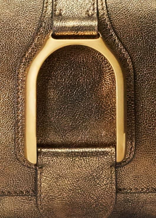 bolso de hombro Weington de piel de becerro metalizada mujer bronce Ralph Lauren 2XR2V5271