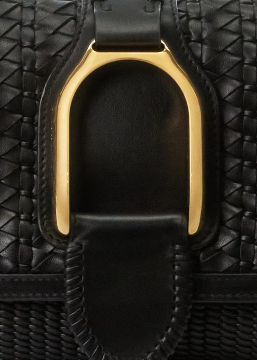 bolso de hombro Weington de piel de becerro tejida mujer negro Ralph Lauren 2XR2V5283