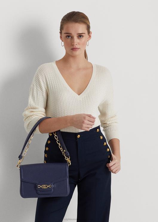 bolso de hombro sydnee mediano de piel mujer azul marino refinado Ralph Lauren 2XR2V5386