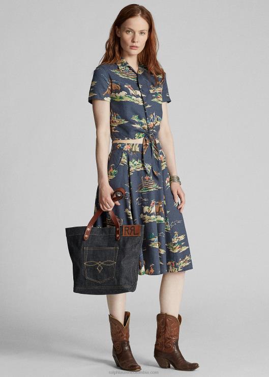 bolso de mezclilla mujer índigo Ralph Lauren 2XR2V5151