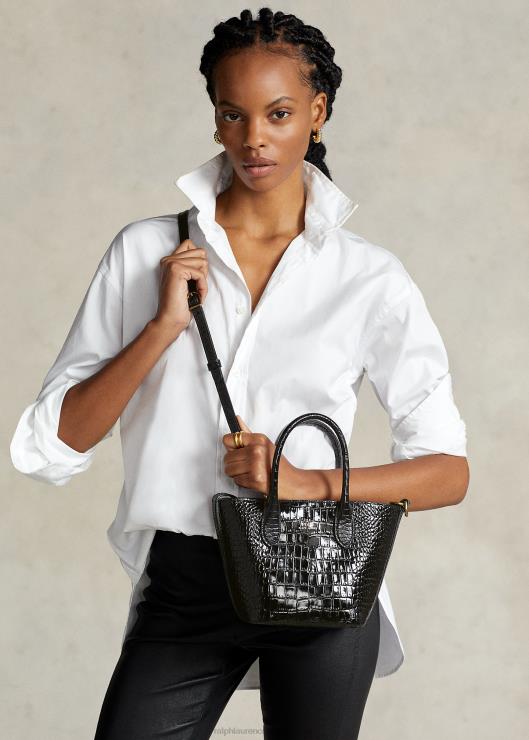 bolso shopper Bellport mini con relieve mujer negro Ralph Lauren 2XR2V5208