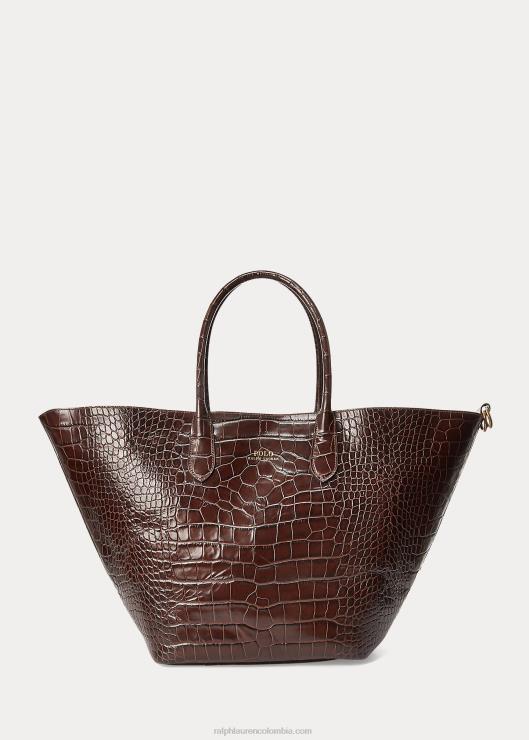 bolso shopper con campana grande en relieve mujer chocolate Ralph Lauren 2XR2V5224