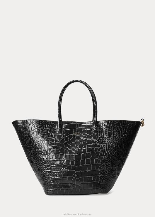 bolso shopper con campana grande en relieve mujer negro Ralph Lauren 2XR2V5225