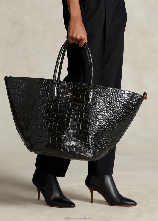 bolso shopper con campana grande en relieve mujer negro Ralph Lauren 2XR2V5225